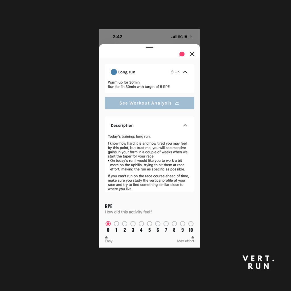 RPE scale in Vert.run 100k training plan