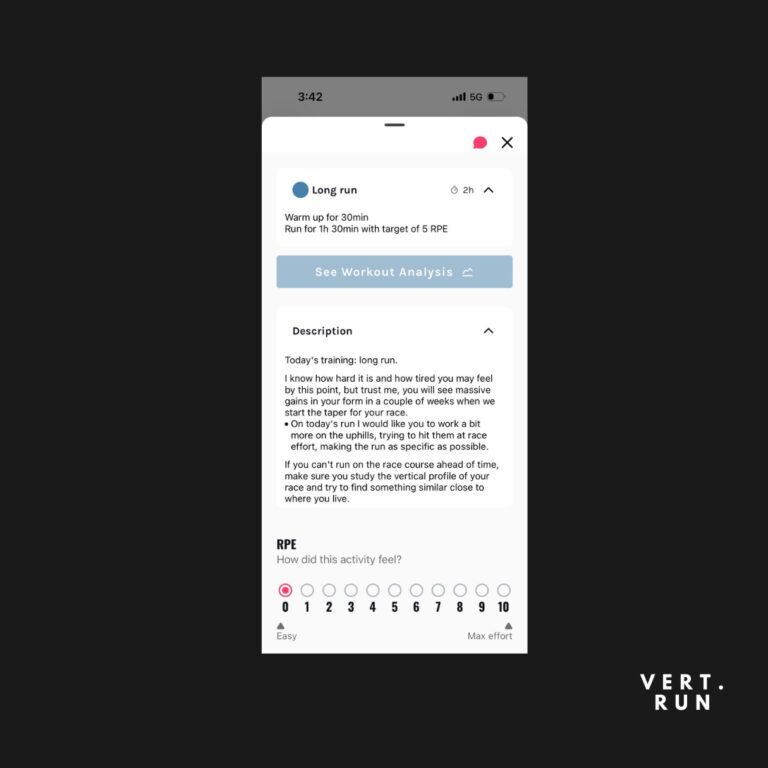 RPE scale in Vert.run 100k training plan