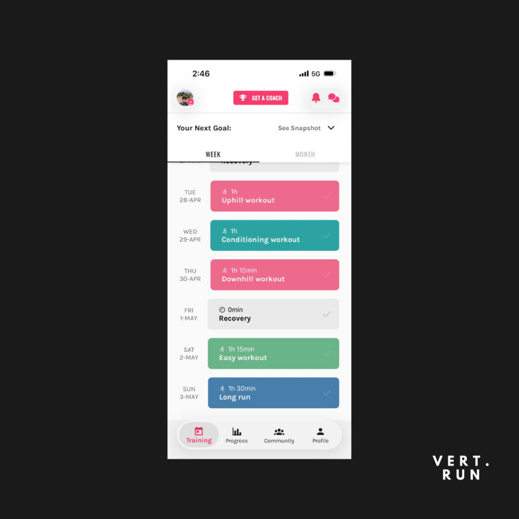 a training week for a trail marathon